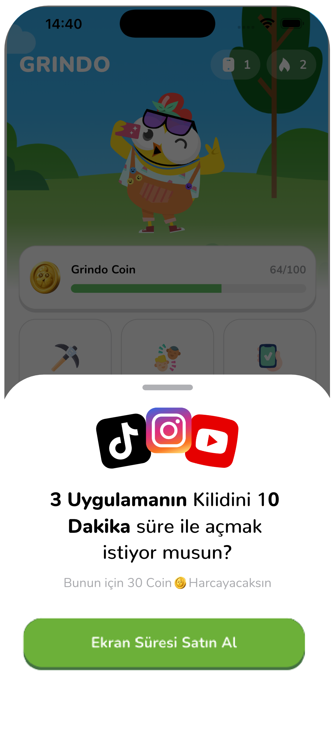 Grindo odak modu ekranı